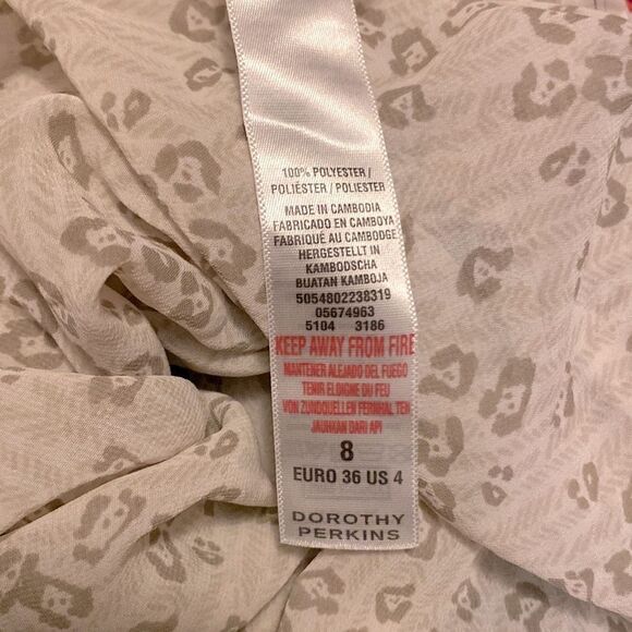 🌷 Dorothy Perkins🌷Sheer Cream White Animal Print Blouse Shirt - Picture 10 of 14